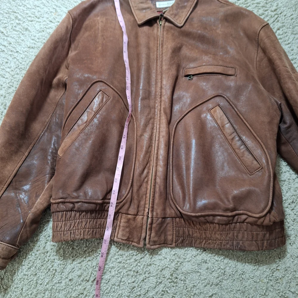VTG Banana Republic Dark Brown Leather Bomber Jacket